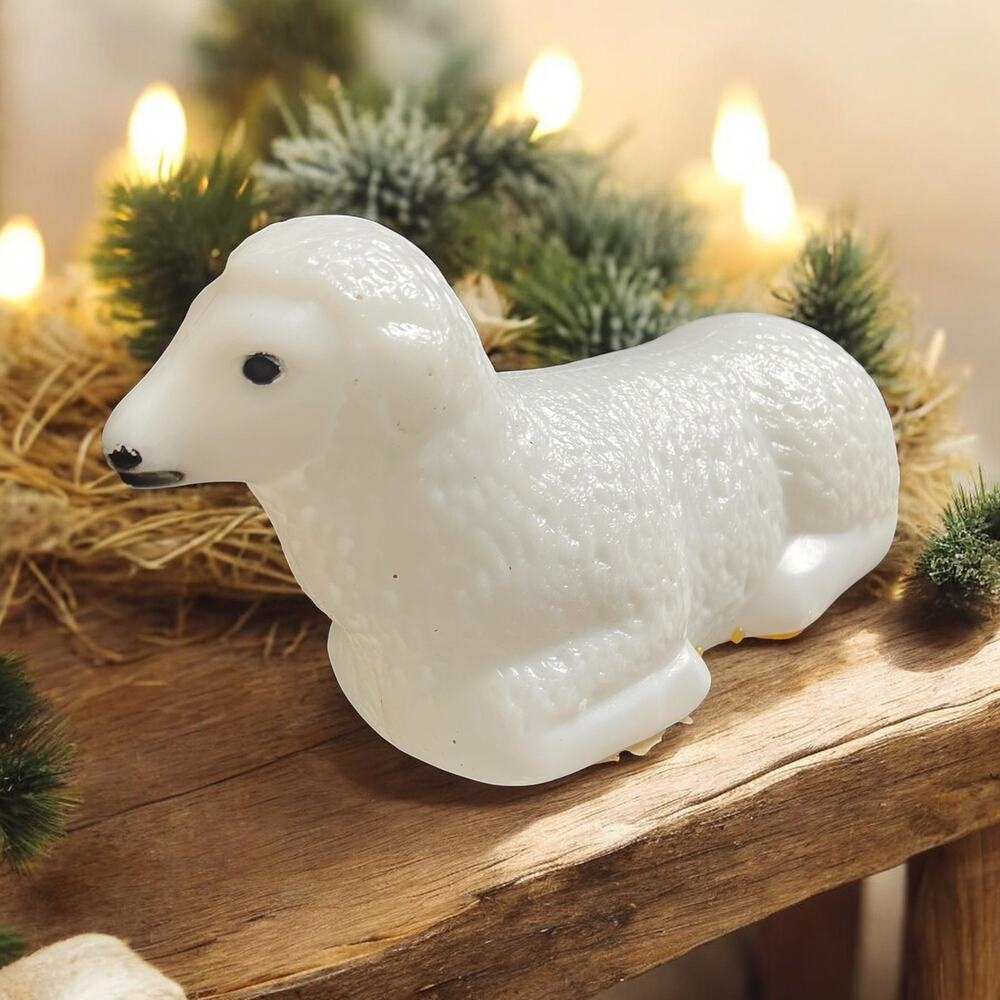 Vtg Empire Plastic Tabletop Blow Mold Nativity Sheep Lamb 11" Christmas Figure